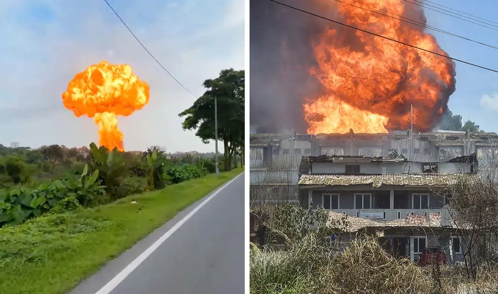 Una fuerte explosión de una tubería de gas en Putra Heights, Malasia, dejó más de 100 heridos y 194 viviendas dañadas. El incendio, visible a kilómetros, generó una bola de fuego viral en redes. Foto: composición LR/AFP