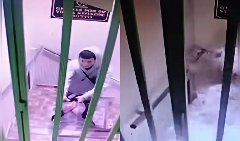 Hombre fue captado prendiendo fuego a hotel en Puente Piedra. Foto: Composición LR/Captura de pantalla de video de cámaras de seguridad