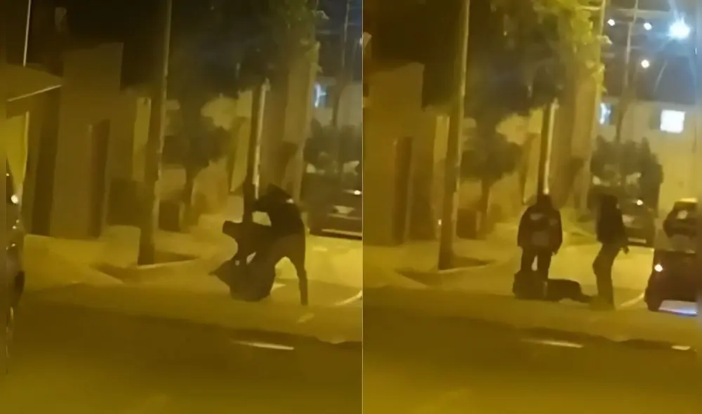 Delincuentes golpearon ferozmente a joven para robarle su celular en Chosica. Foto: Composición LR/Captura de pantalla de cámaras de seguridad