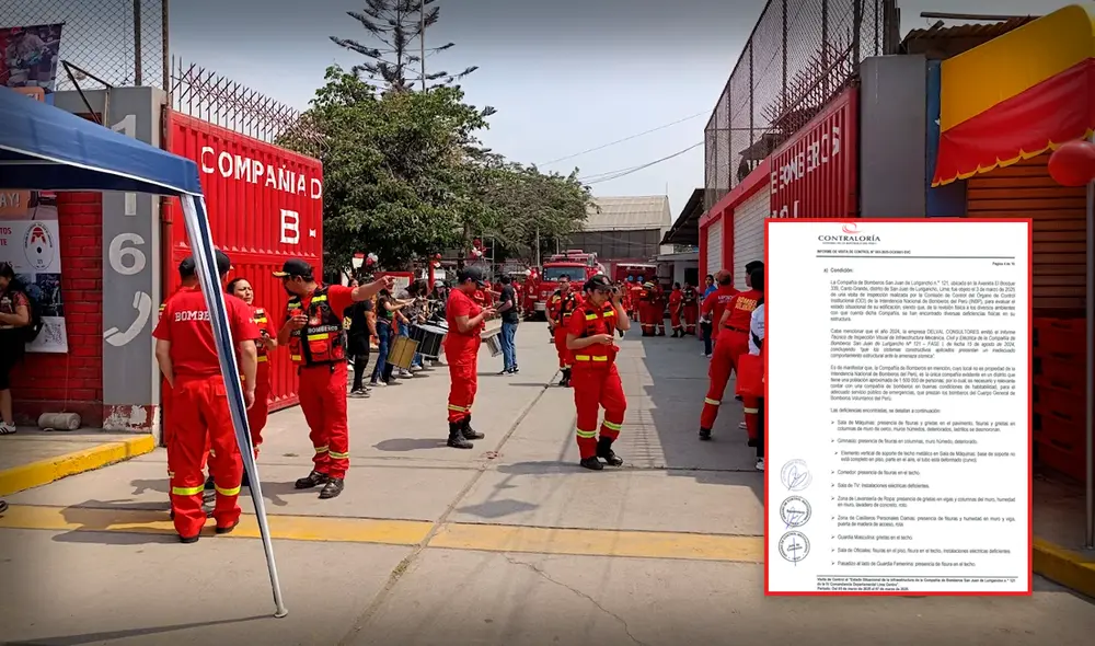 Sede mantiene una columna con una parte de su base en el aire.  Foto: composición LR/Contraloría/difusión