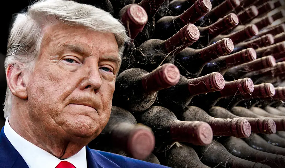 El vino es uno de los productos que pueden verse afectados por aranceles de Trump. Foto: composición LR/AFP/Flickr