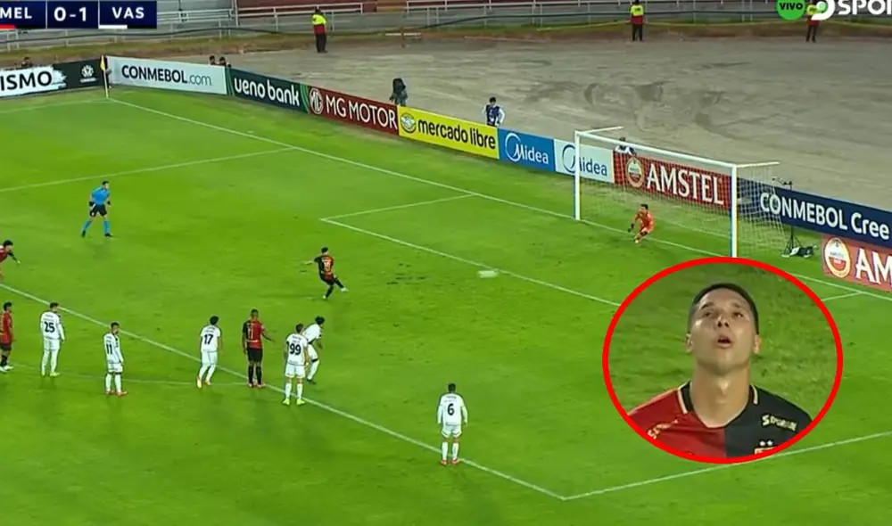 Tomás Martínez perdió una gran chance para empatar el partido ante Vasco da Gama. Foto: captura/DSports