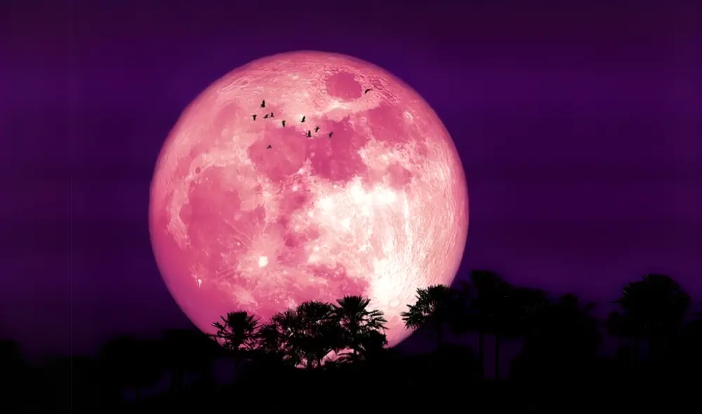 La Luna Rosa del 12 de abril de 2025 alcanzará su fase llena y, en algunas regiones, ocultará la estrella Spica. Foto: composición LR/MARCA