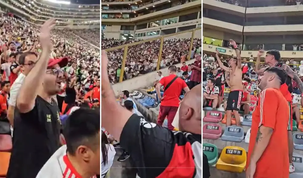 Un amplio grupo de hinchas de River Plate fue al Estadio Monumental para alentar en su partido contra Universitario. Foto: composición LR/captura de TikTok