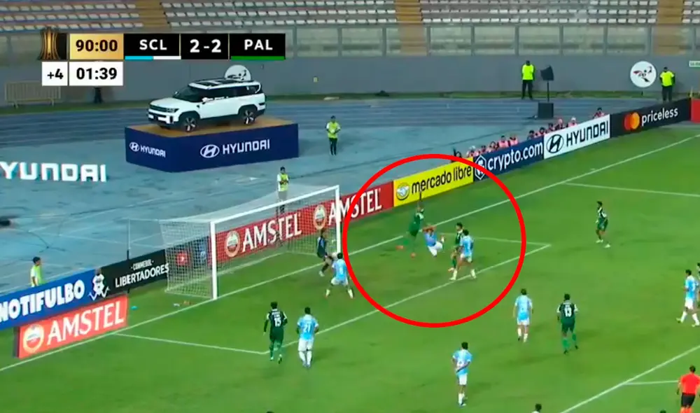 Richard Ríos le dio la victoria a Palmeiras ante Sporting Cristal. Foto: captura/ESPN