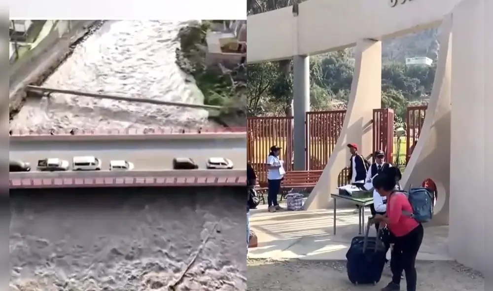 Evacuan a escolares del COAR  y suspenden clases por crecida del río Rímac en el distrito de Lurigancho-Chosica. Foto: composición LR/Canal N