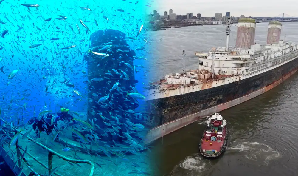 El trasatlántico SS United States fue en su momento un símbolo del avance tecnológico estadounidense. Foto: composición LR/difusión