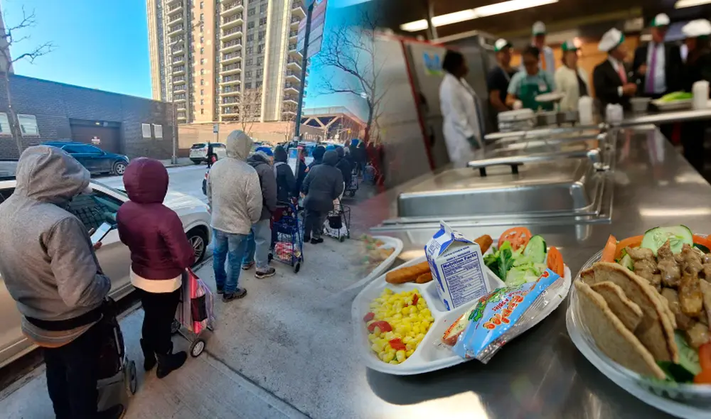 El gobierno federal recorta fondos para programas de alimentos frescos en bancos de alimentos y escuelas públicas, afectando a millones de neoyorquinos vulnerables. Foto: Composición LR/El Diario NY