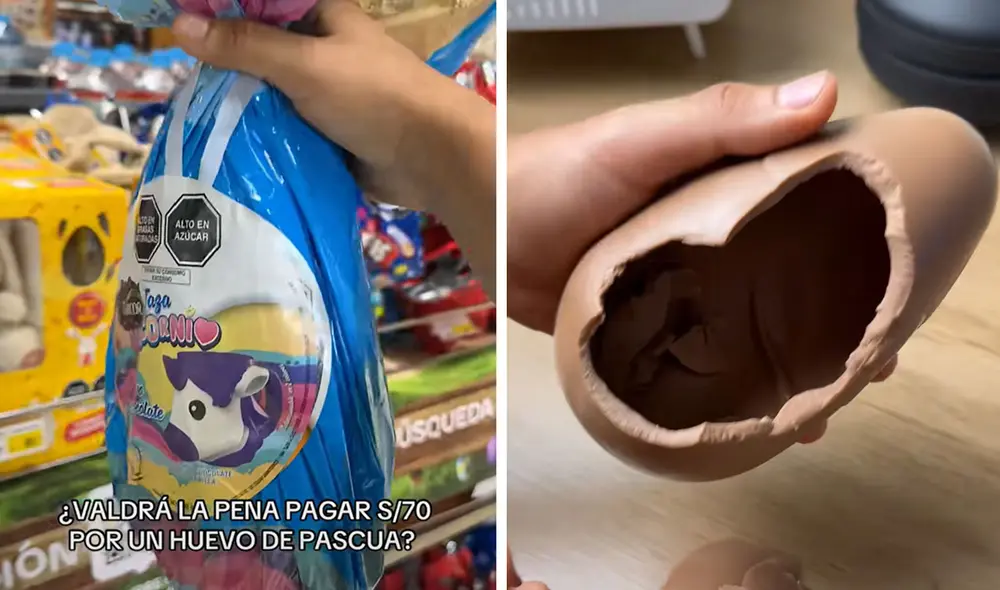 Pareja explicó lo que contenía huevo de Pascua de 70 soles. Foto: composición LR/ TikTok