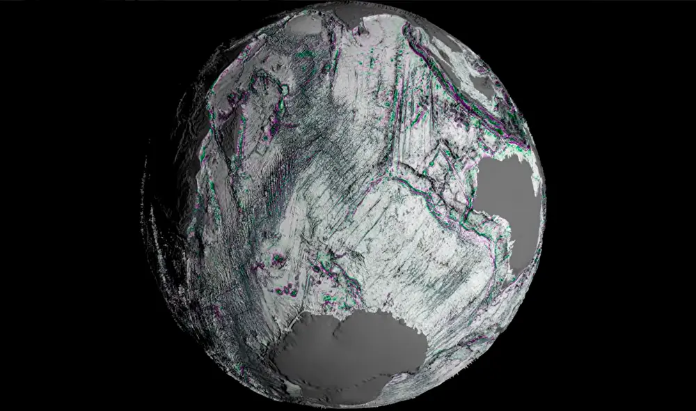 Investigadores de agencias espaciales lograron cartografiar detalladamente el fondo marino gracias a datos de alta resolución tomados desde el espacio por satélites. Foto: Captura Investigadores de agencias espaciales lograron cartografiar detalladamente el fondo marino gracias a datos de alta resolución tomados desde el espacio por satélites. Foto: Captura