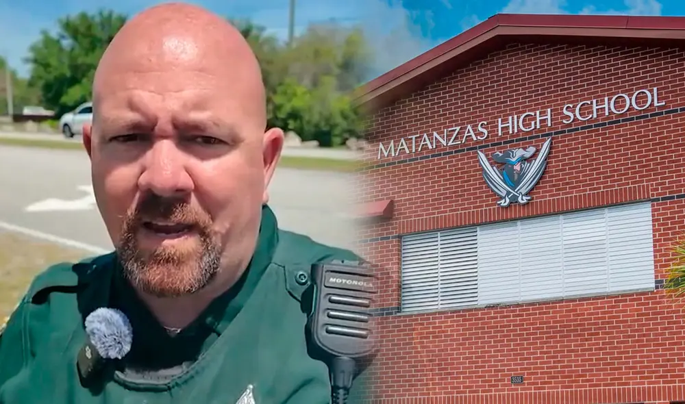 El agente de recursos escolar no sufrió daños ante la agresión del estudiante. Foto: Composición LR/FOX 35 Orlando/Rising Horizon Matanzas