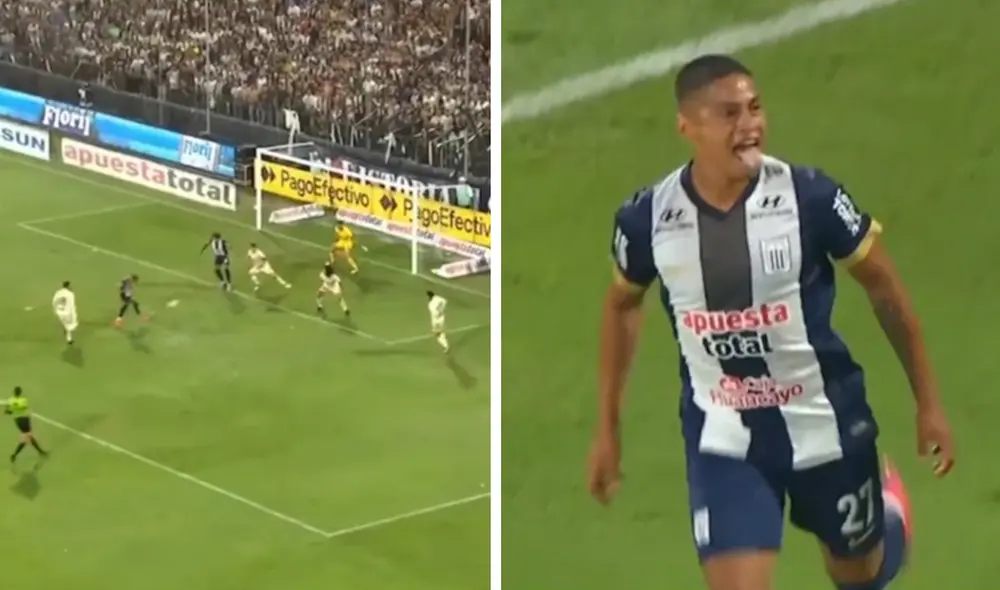 Kevin Quevedo aprovechó el gran pase de Eryc Castillo en área de Universitario. Foto: composición de LR/captura de L1 Max