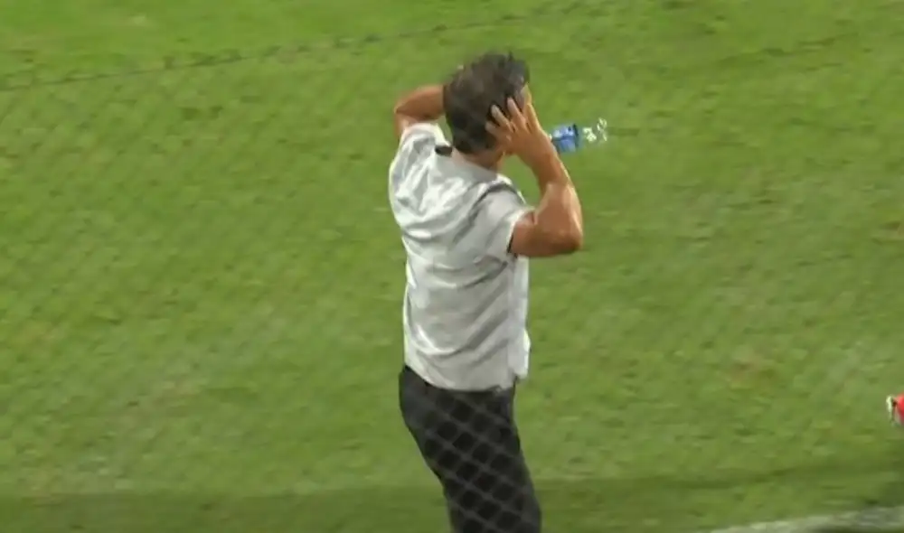 Fabián Bustos celebró eufóricamente tras empate de Universitario ante Alianza Lima. Foto: captura de L1 Max