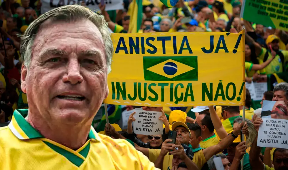 Bolsonaro encabezó una protesta masiva en São Paulo el 6 de abril de 2025. Foto: composición LR / EFE / AFP