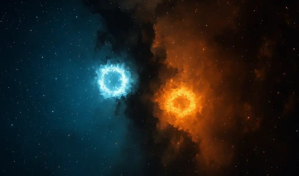 La materia y la antimateria deberían haberse eliminado completamente hace eones, dejando al Universo como un lugar muy vacío. Foto: ChatGPT IA