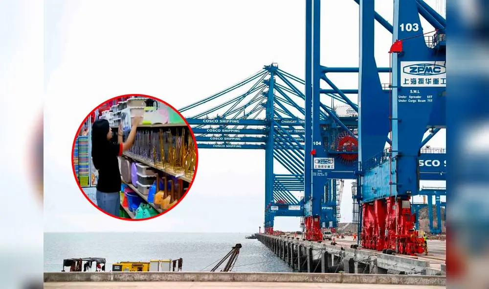 Productos chinos llegan al Perú a menor costo a través del Megapuerto de Chancay. Foto: Composición LR/Andina/TV Perú.