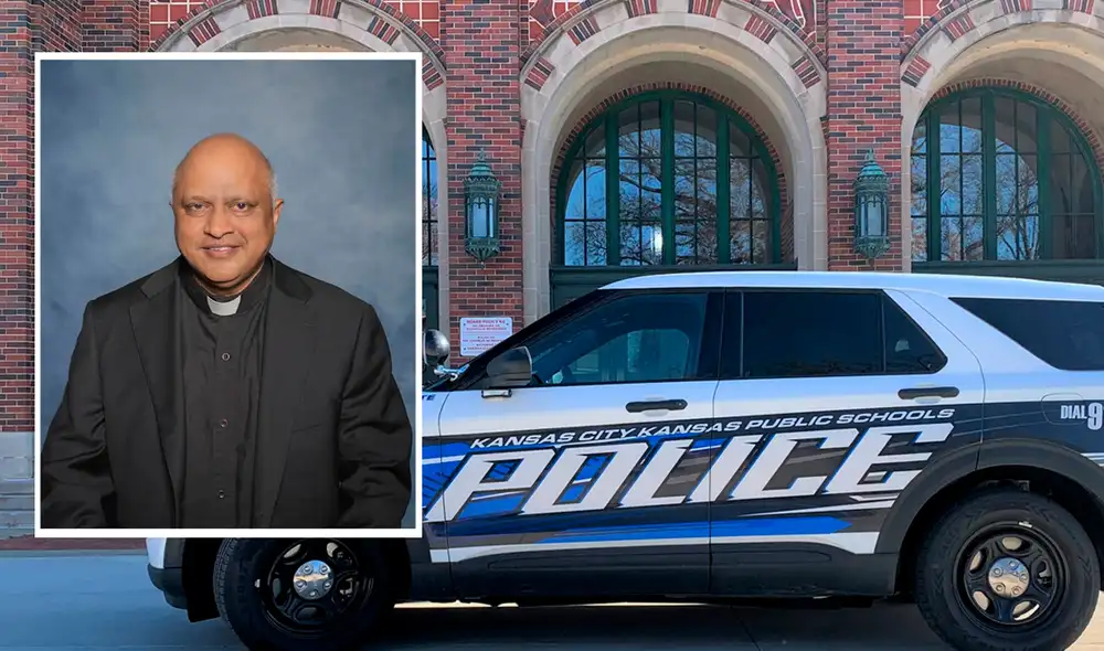 Carasala, quien llevaba más de 20 años al servicio religioso en Kansas, recibió tres disparos de un hombre que se le acercó en su parroquia. Foto: Composición LR/Los Angeles Time/Kansas City, Kansas Public Schools