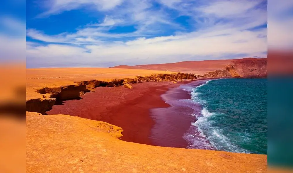En Perú se ubica la única playa roja de Sudamérica. Foto: Composición LR/Tripadvisor.