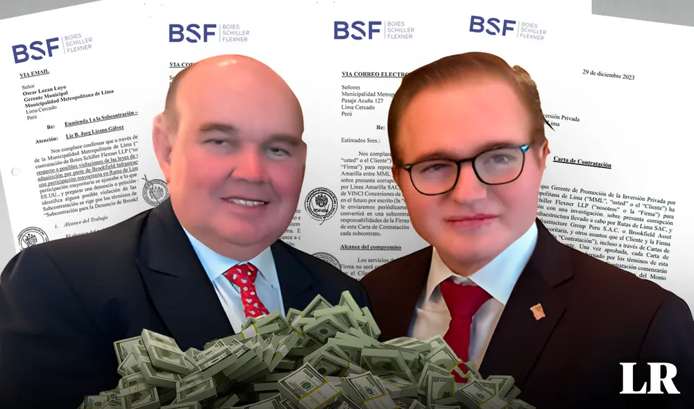 Públicamente, López Aliaga admite que mantiene amistad con Martín de Luca, del estudio Boies Schiller Flexner, contratado nueve veces por la Municipalidad Metropolitana de Lima. Foto: composición LR