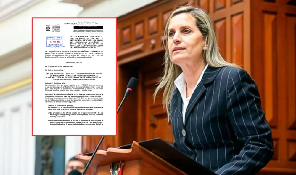 Alva presentó un nuevo proyecto de ley, pero un error delató que hizo copia y pega de otra iniciativa. Foto: composición LR