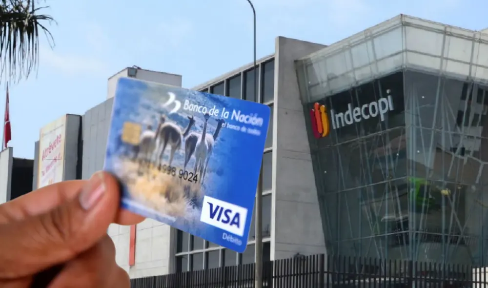 Tarjeta VISA y sede Indecopi en Perú. Foto: composición LR/Andina