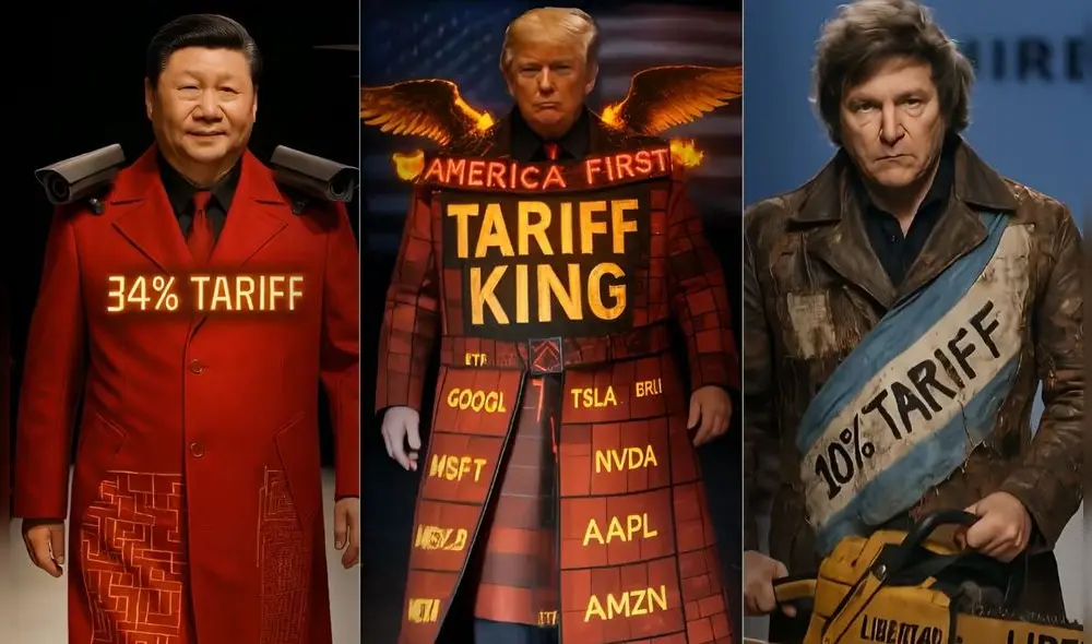 Cada mandatario salió vestido según el porcentaje de arancel impuesto por el Gobierno de Donald Trump. Foto: LumaLabsAI