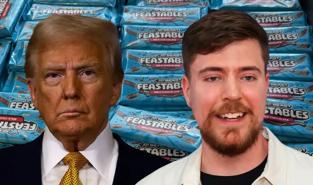 MrBeast critica los aumentos de aranceles impuestos por Trump, que afectan directamente su empresa de chocolates, Feastables. Foto: composición LR/Newsweek/CNN