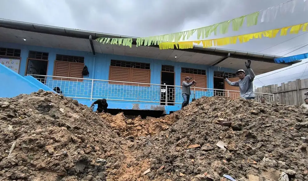 Se realizan obras para que escolares vuelvan a aulas. Foto: Yazmín Araujo - La República.