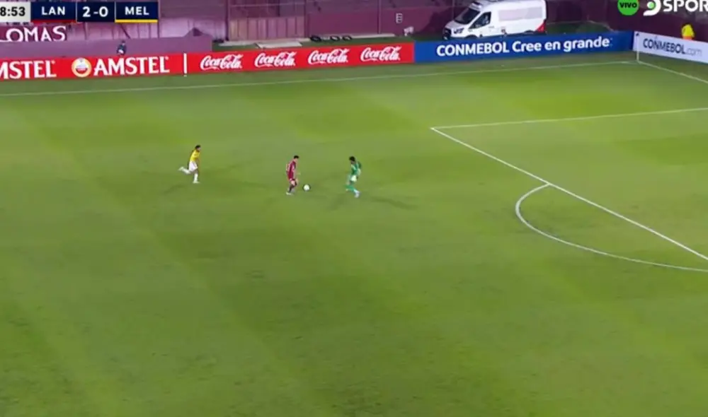Juan Ramírez convirtió el tercer tanto de Lanús ante FBC Melgar por la Copa Sudamericana. Foto: captura/DSports