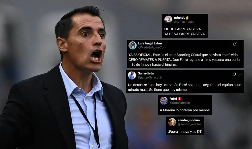 Guillermo Farré llegó a Sporting Cristal en junio de 2024 en reemplazo de Enderson Moreira. Foto: composición LR/AFP/capturas de X