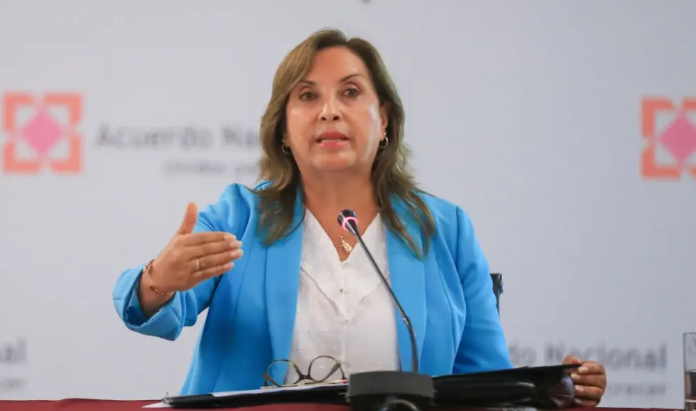 Dina Boluarte se pronuncia sobre el paro de transportistas. Foto: Presidencia.