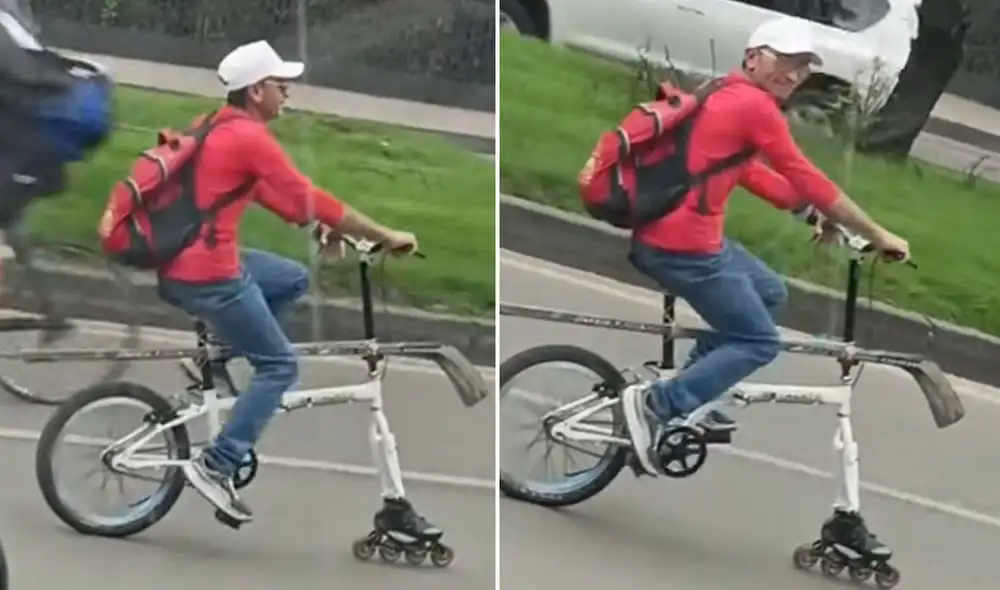 "Lo más genial es la actitud del ciclista", resaltaron usuarios en redes. Foto: composición LR/ TikTok