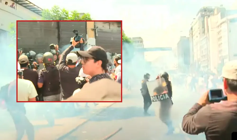 Las autoridades empezaron a lanzar bombas lacrimógenas contra los protestantes a fin de repelerlos de la zona. Foto: Latina