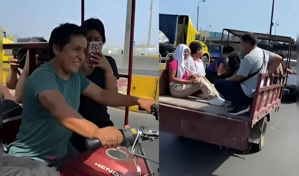 Personas se transportaron en motocarga tras nula presencia de buses en av. Acho. Foto: Composición LR/Captura de pantalla de Youtube Personas se transportaron en motocarga tras nula presencia de buses en av. Acho. Foto: Composición LR/Captura de pantalla de Youtube