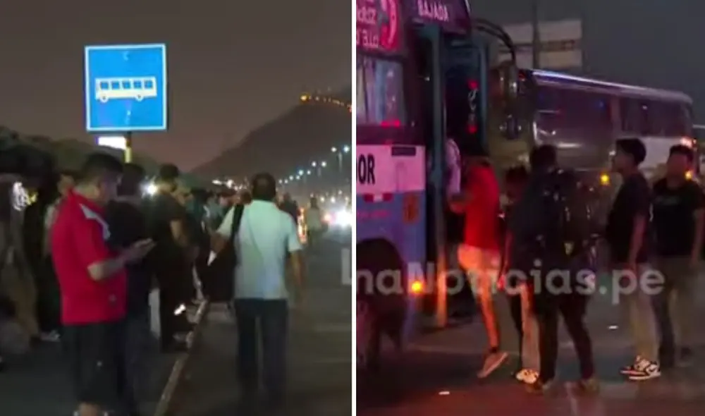 En Puente Nuevo, los pasajeros llevan más de una hora esperando un bus para poder regresar a sus casas. Foto captura Latina