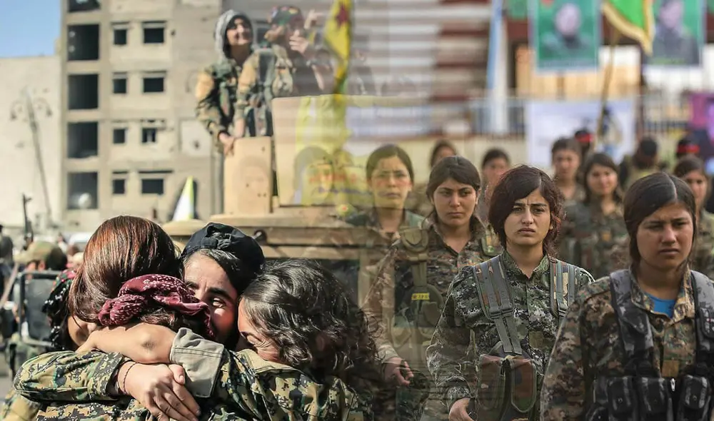 Las Unidades de Protección de Mujeres fueron creadas en 2013 como el brazo femenino de las YPG, la milicia kurda activa en el norte de Siria. Foto: composición LR/AFP/Wikimedia Commons. Las Unidades de Protección de Mujeres fueron creadas en 2013 como el brazo femenino de las YPG, la milicia kurda activa en el norte de Siria. Foto: composición LR/AFP/Wikimedia Commons.