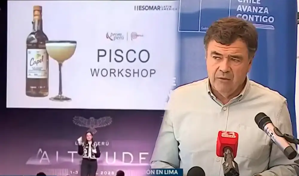 Ministro de Chile opinó tras presentación donde se proyectó al aguardiente chileno junto a la Marca Perú. Foto: Composición LR/T13/Canal N. Ministro de Chile opinó tras presentación donde se proyectó al aguardiente chileno junto a la Marca Perú. Foto: Composición LR/T13/Canal N.