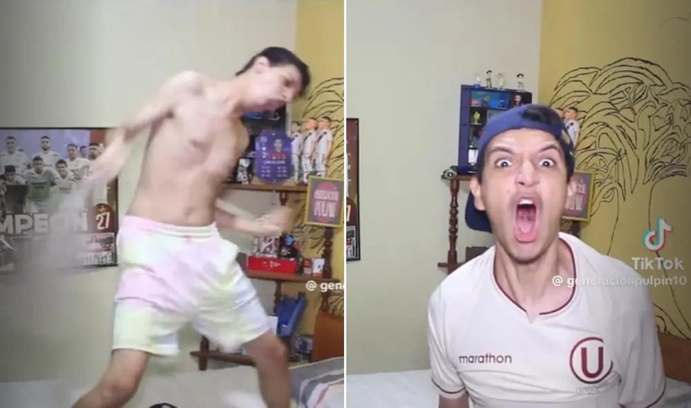 La eufórica celebración de un hincha crema al empate de Alianza Lima vs. Sao Paulo: "Un hincha de verdad apoya al Perú". Foto: composiciòn LR/CapturaTikTokgeneracionpulpin10