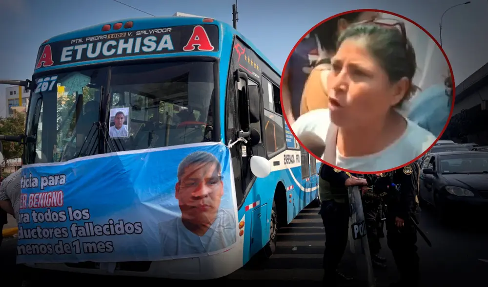 Familiares del conductor asesinado por extorsionadores estuvieron en la marcha por el paro de transportistas. Foto: Composición LR