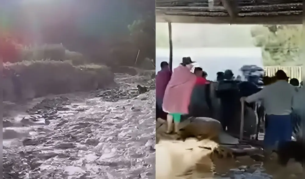 Un huaico generó la muerte de una persona que fue arrastrada por agua y lodo. Además, se presencia gran congestión vehicular. Foto: Composición LR/Captura de pantalla de Youtube