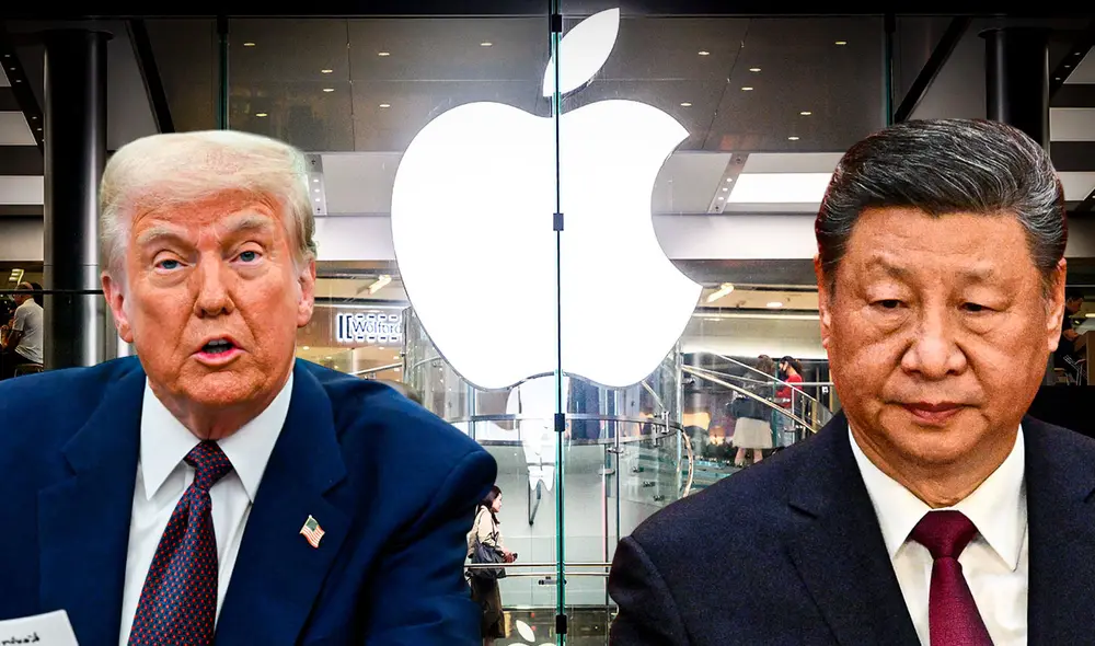 La nueva medida de aranceles de Donald Trump afectaría a Apple. Foto: Composición LR/AFP