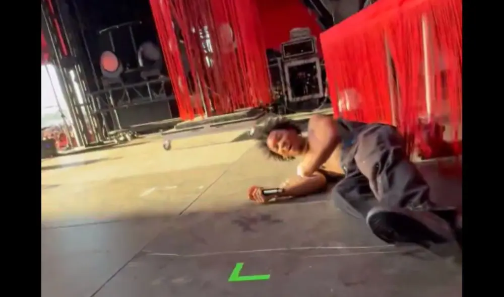 Con una actitud resiliente, el cantante continuó con una serie de movimientos acrobáticos para recuperar el ritmo del show, recibiendo el apoyo del público presente. Foto: @d4vd en X