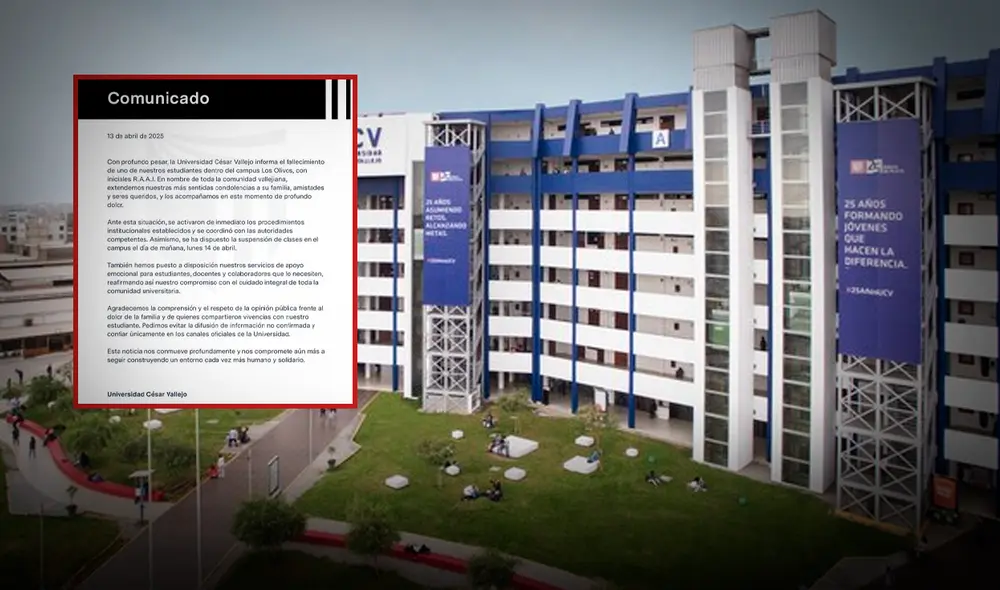La universidad expresó sus condolencias hacia los familiares del joven universitario. Foto: Composición LR