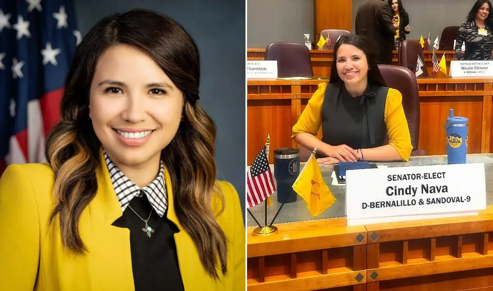 Cindy Nava, destacada por su lucha por los derechos civiles y la educación, convirtiéndose en un referente para la comunidad inmigrante. Foto: composición LR/UNM Newsroom/Facebook: Cindy Nava