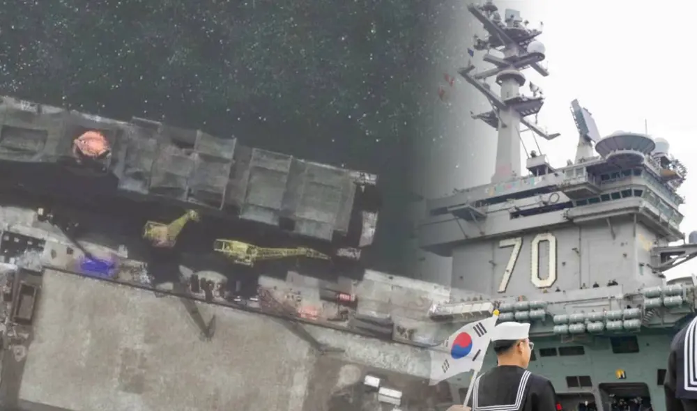 Revelan enorme buque de guerra en construcción por Corea del Norte. Composición: Lr/CNN