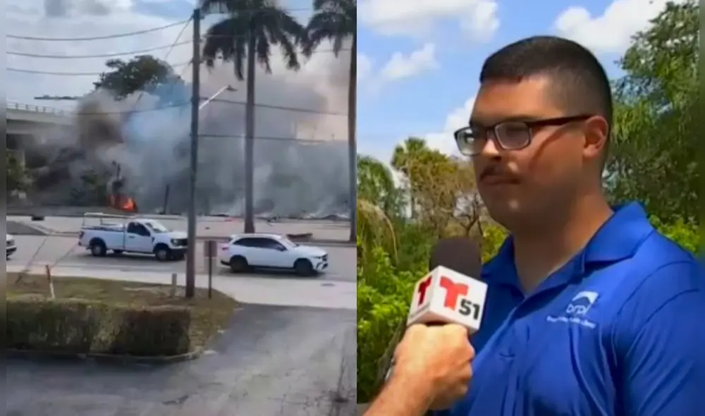 Pablo Tafur logró escapar de su vehículo en llamas gracias a su experiencia militar. Foto: Telemundo Pablo Tafur logró escapar de su vehículo en llamas gracias a su experiencia militar. Foto: Telemundo