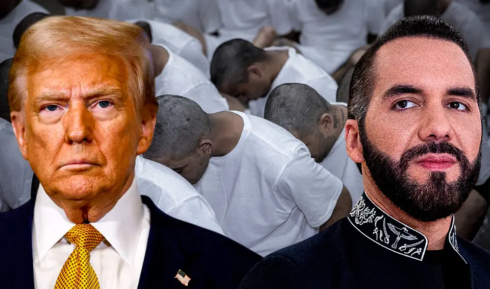 Donald Trump aconsejó a Nayib Bukele construir otras prisiones del Cecot. Foto: Composición LR/AFP Donald Trump aconsejó a Nayib Bukele construir otras prisiones del Cecot. Foto: Composición LR/AFP