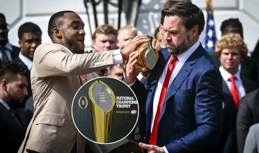 A pesar del momento embarazoso, la ceremonia continuó sin mayores contratiempos, y el equipo de Ohio State fue reconocido por su logro deportivo. Foto: composición LR/AFP/USA today.