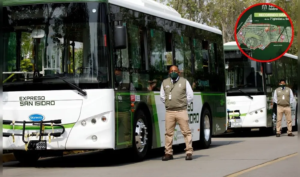 La Municipalidad de San Isidro ofrece buses eléctricos gratuitos para recorrer 7 iglesias. Foto: Composición LR/Andina/CDN La Municipalidad de San Isidro ofrece buses eléctricos gratuitos para recorrer 7 iglesias. Foto: Composición LR/Andina/CDN