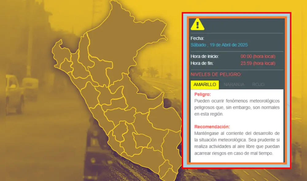 Pronostico de Senamhi por fenómeno peligroso. Foto: composición LR/Senamhi.